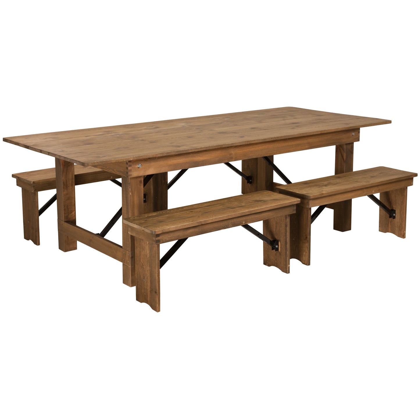 8'x40" Farm Table/4 Bench Set XA-FARM-2-GG