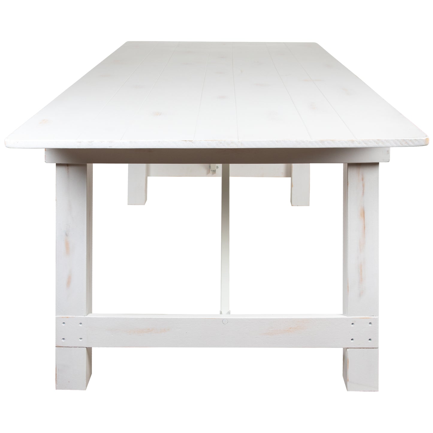 8'x40" White Table/4 Bench Set XA-FARM-2-WH-GG