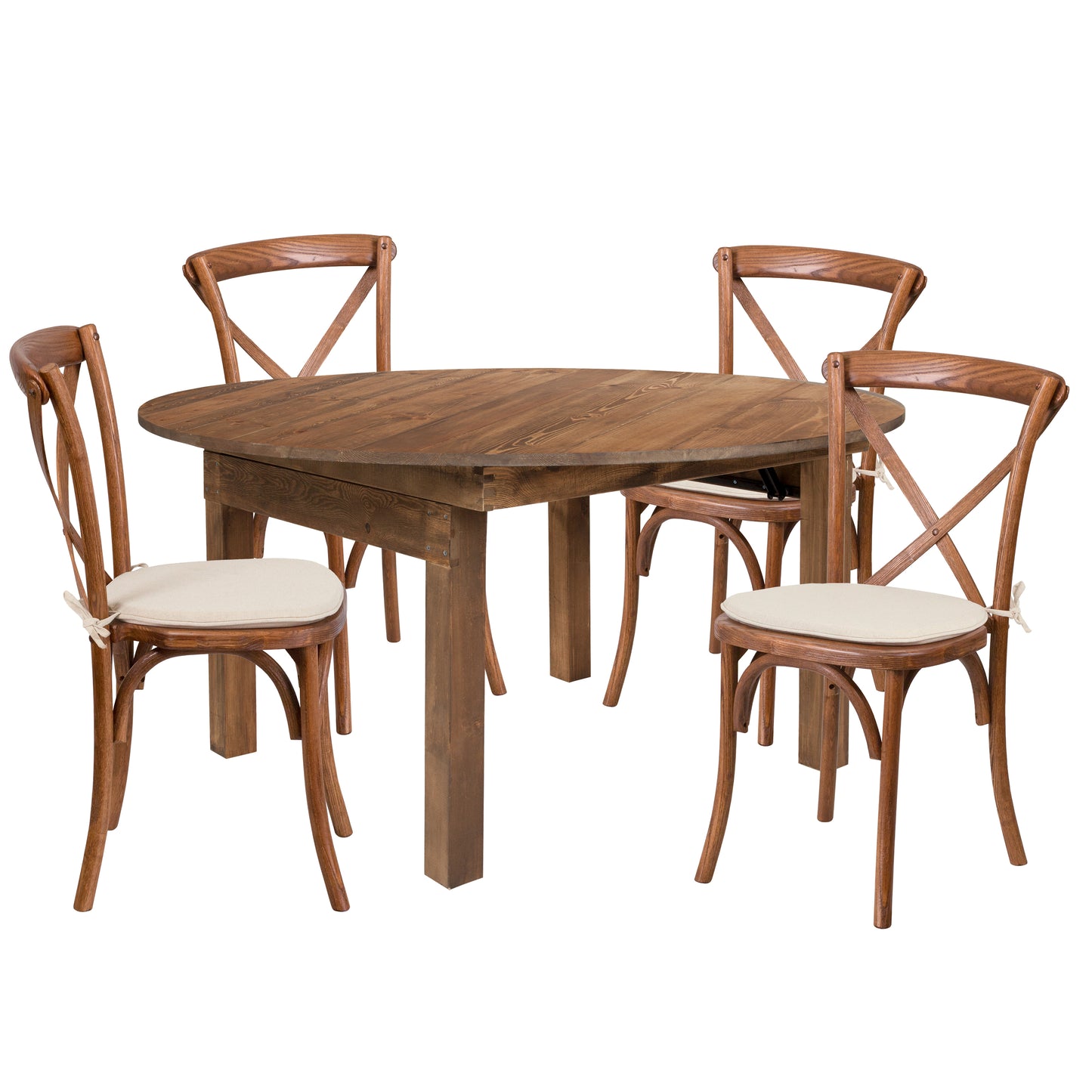 60" RD Farm Table/4 Chair Set XA-FARM-20-GG