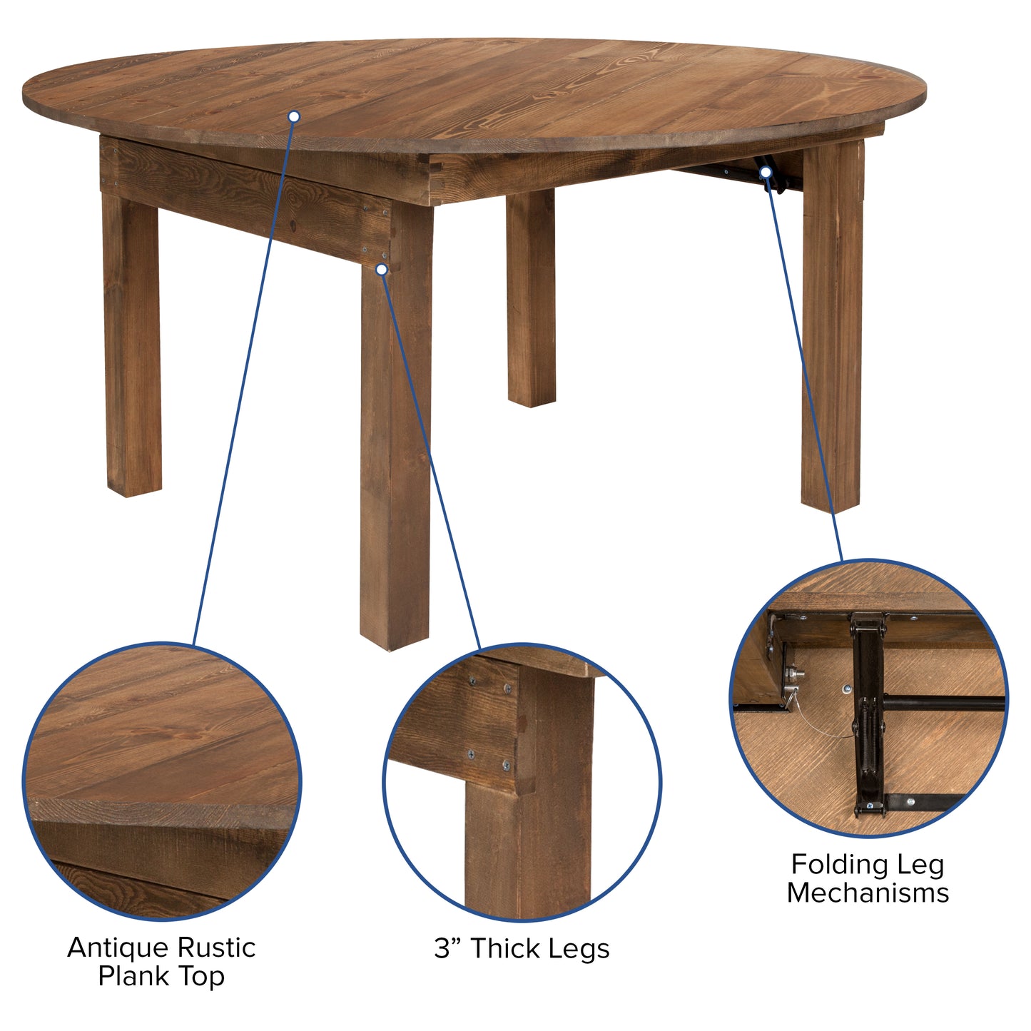 60" RD Farm Table/4 Chair Set XA-FARM-20-GG