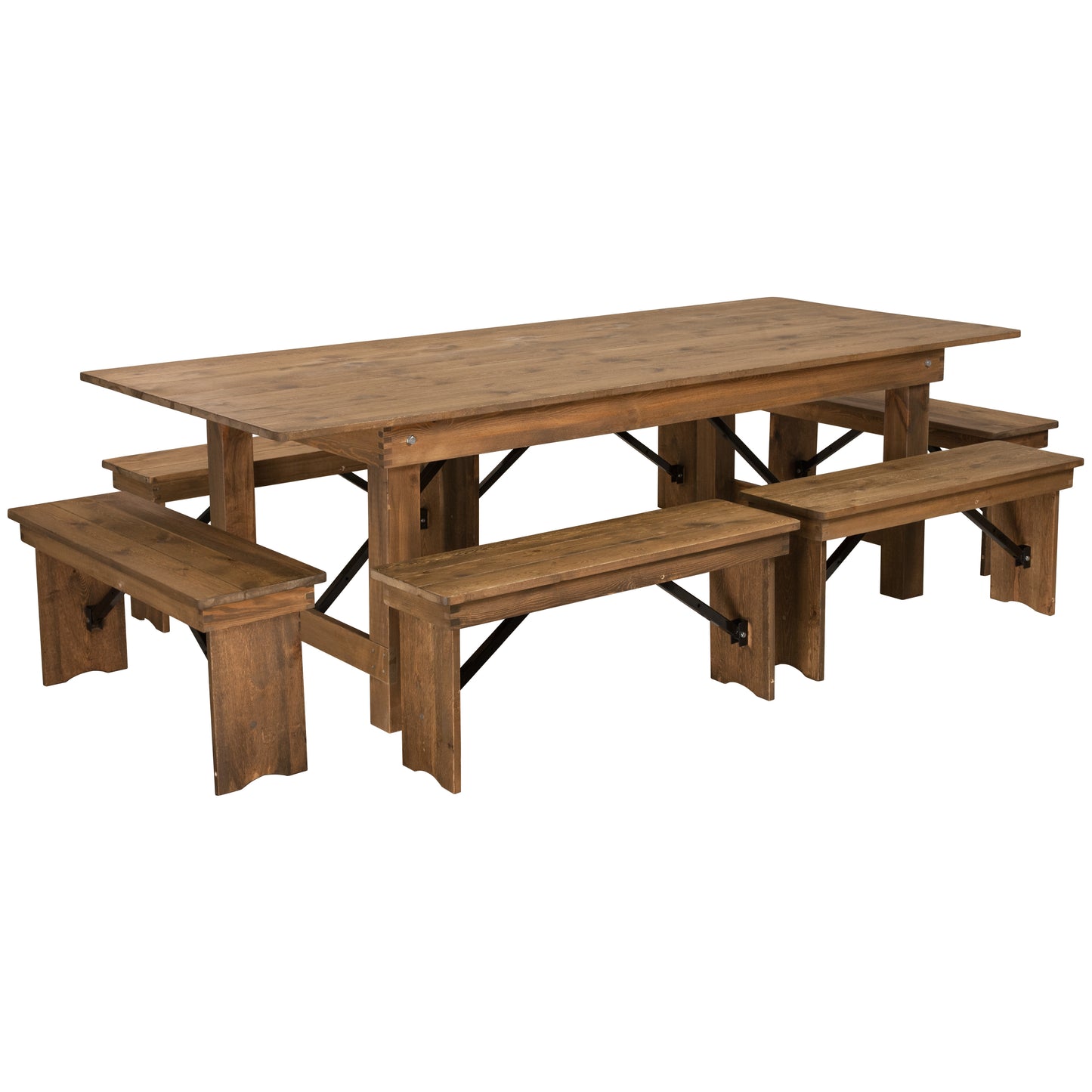 8'x40" Farm Table/6 Bench Set XA-FARM-3-GG