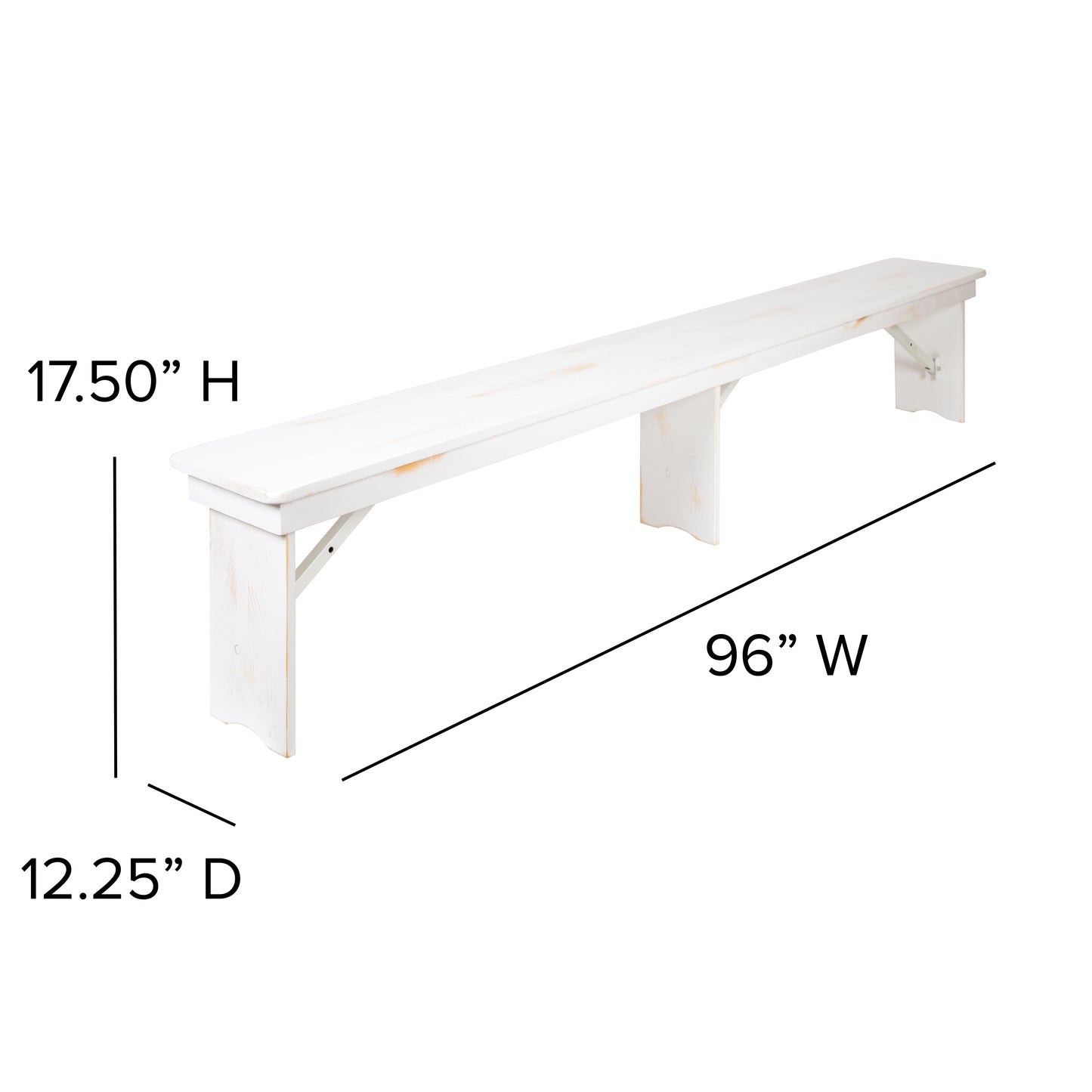 8'x40" White Table/2 Bench Set XA-FARM-4-WH-GG