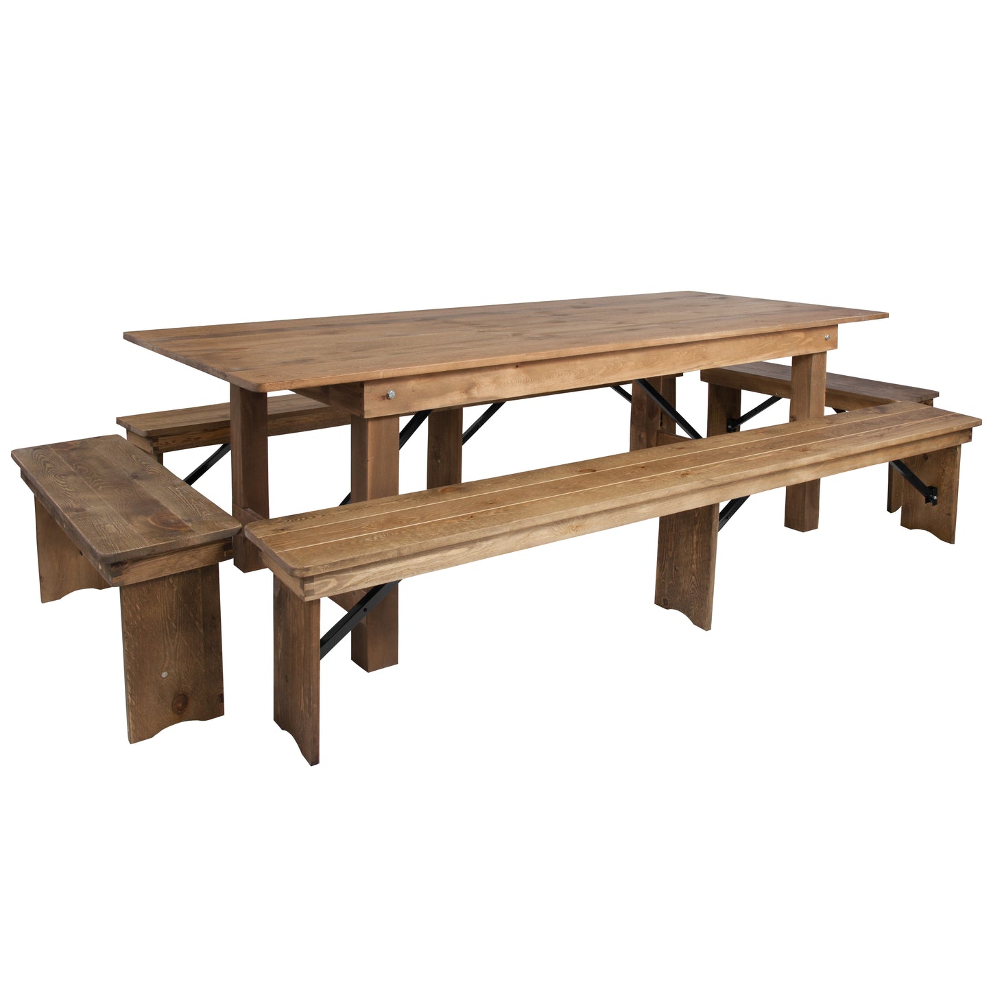 8'x40" Farm Table/4 Bench Set XA-FARM-5-GG