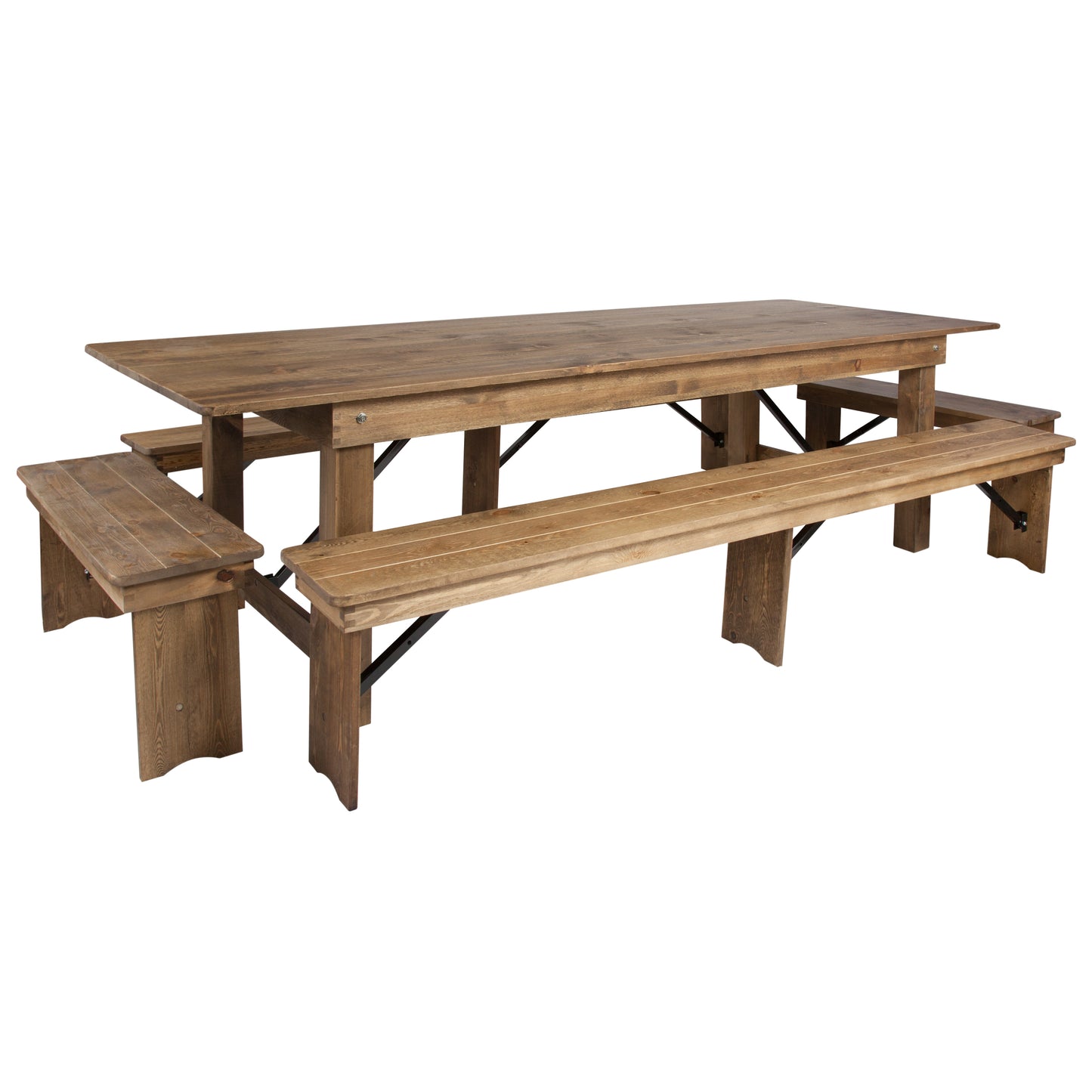 9'x40" Farm Table/4 Bench Set XA-FARM-7-GG