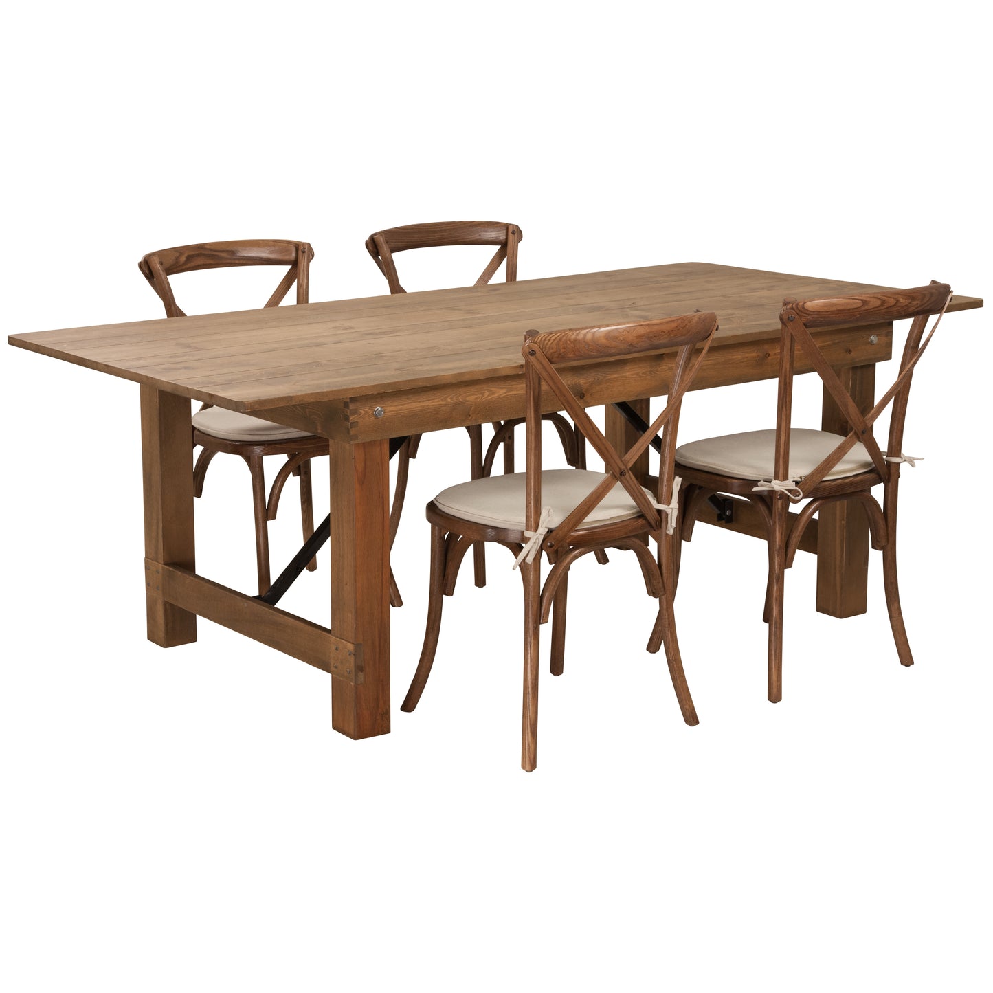 7'x40" Farm Table/4 Chair Set XA-FARM-8-GG