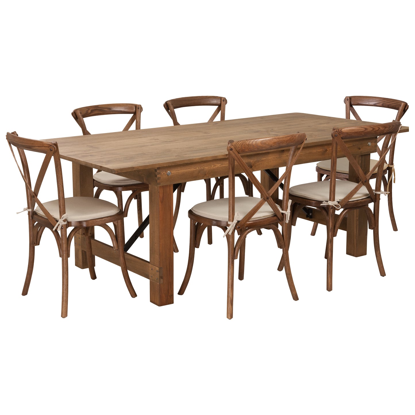 7'x40" Farm Table/6 Chair Set XA-FARM-9-GG