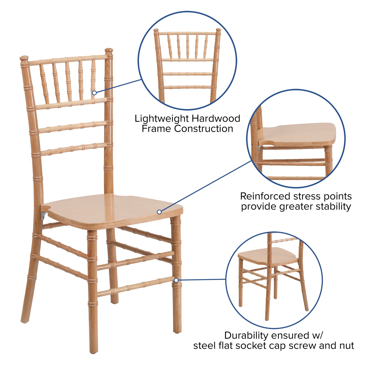 Natural Wood Chiavari Chair XS-NATURAL-GG