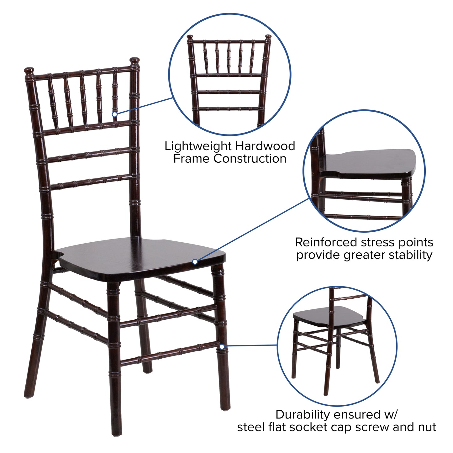 Walnut Wood Chiavari Chair XS-WALNUT-GG