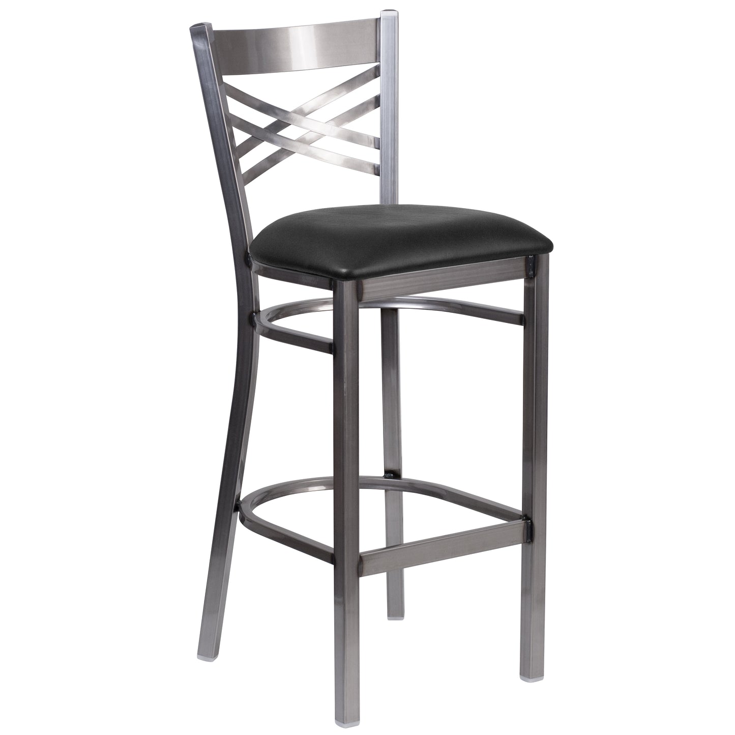 Clear X Stool-Black Seat XU-6F8B-CLR-BAR-BLKV-GG