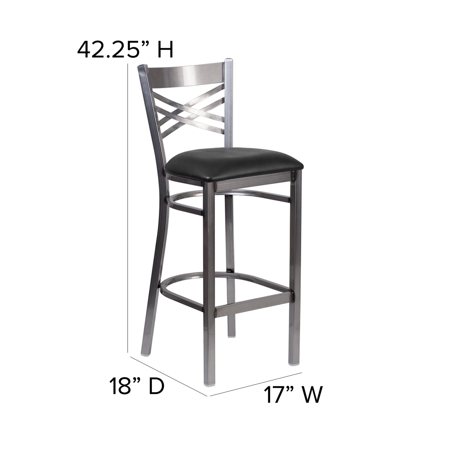 Clear X Stool-Black Seat XU-6F8B-CLR-BAR-BLKV-GG