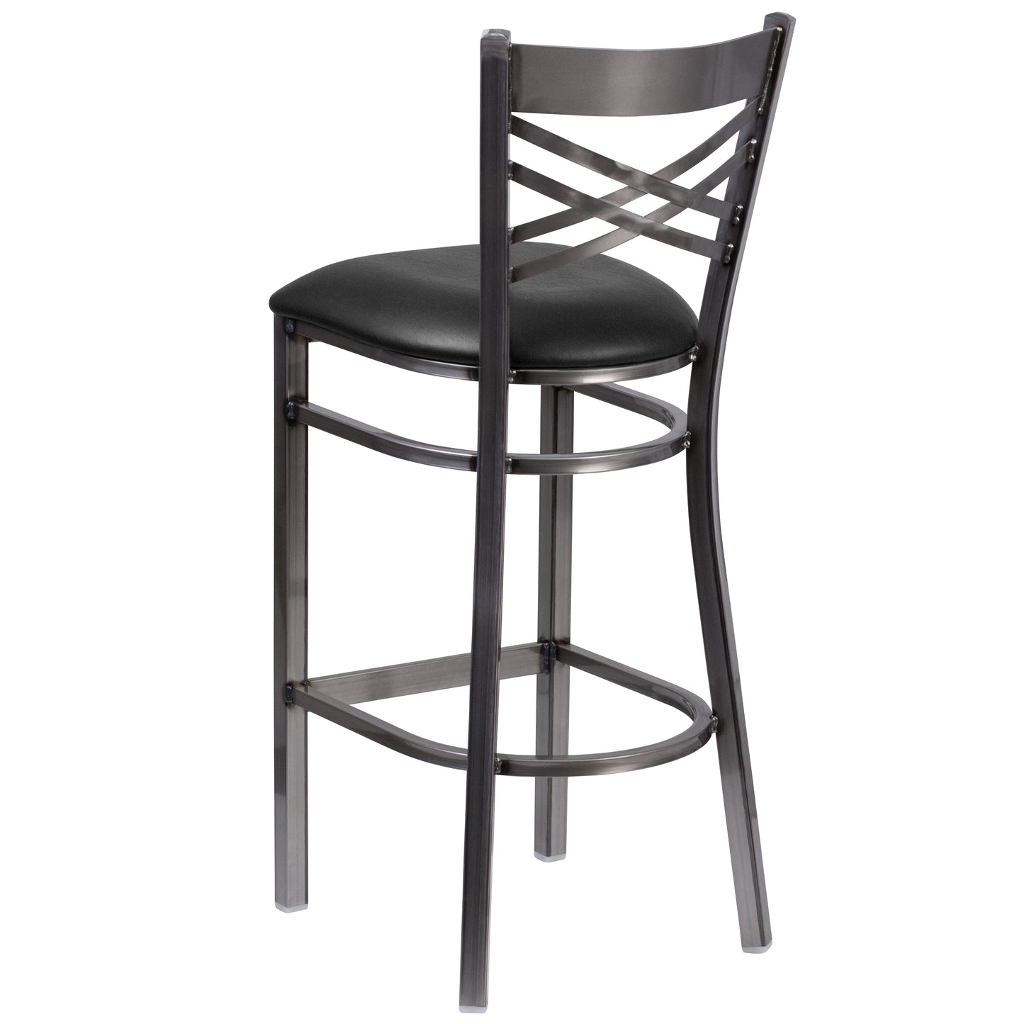 Clear X Stool-Black Seat XU-6F8B-CLR-BAR-BLKV-GG