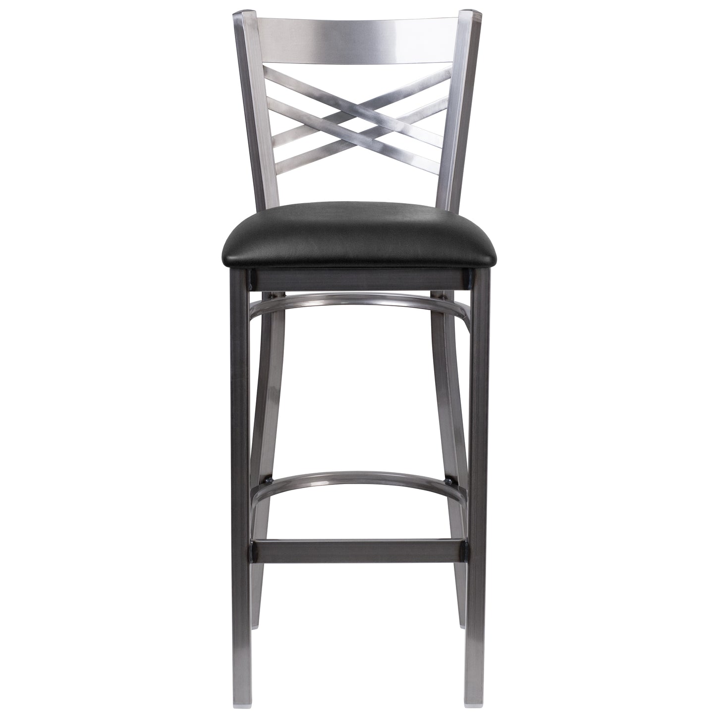 Clear X Stool-Black Seat XU-6F8B-CLR-BAR-BLKV-GG