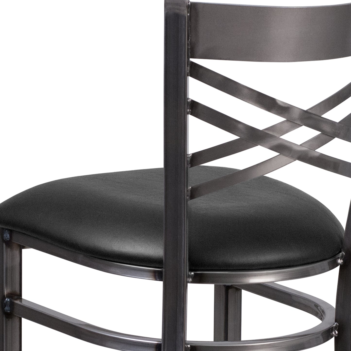 Clear X Stool-Black Seat XU-6F8B-CLR-BAR-BLKV-GG