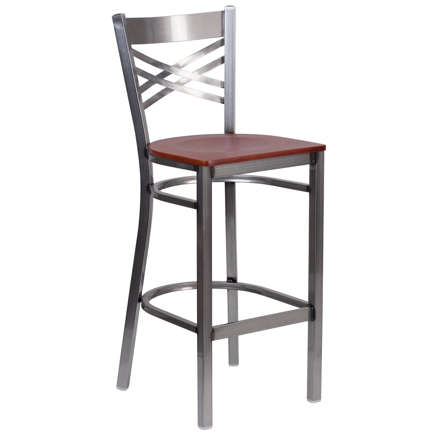 Clear X Stool-Cherry Seat XU-6F8B-CLR-BAR-CHYW-GG