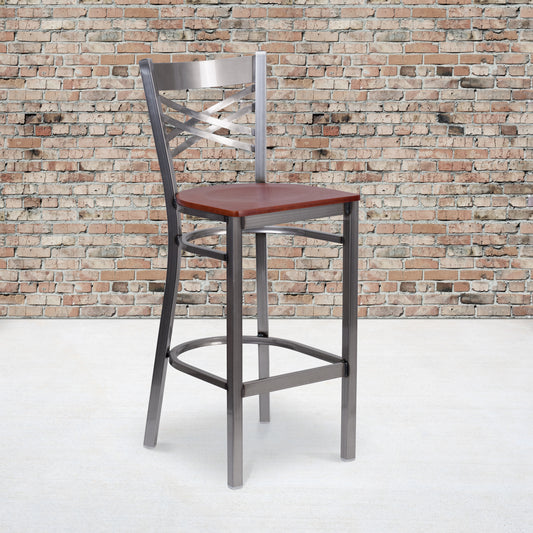 Clear X Stool-Cherry Seat XU-6F8B-CLR-BAR-CHYW-GG