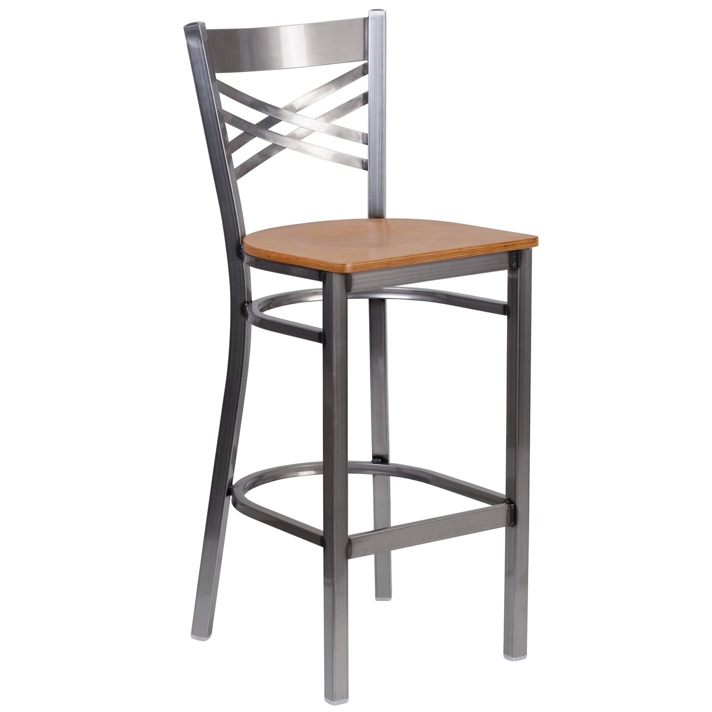 Clear X Stool-Nat Seat XU-6F8B-CLR-BAR-NATW-GG