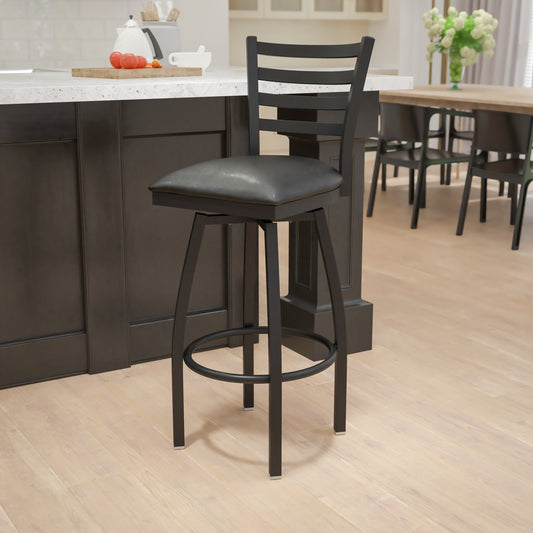 Black Ladder Stool-Black Seat XU-6F8B-LADSWVL-BLKV-GG