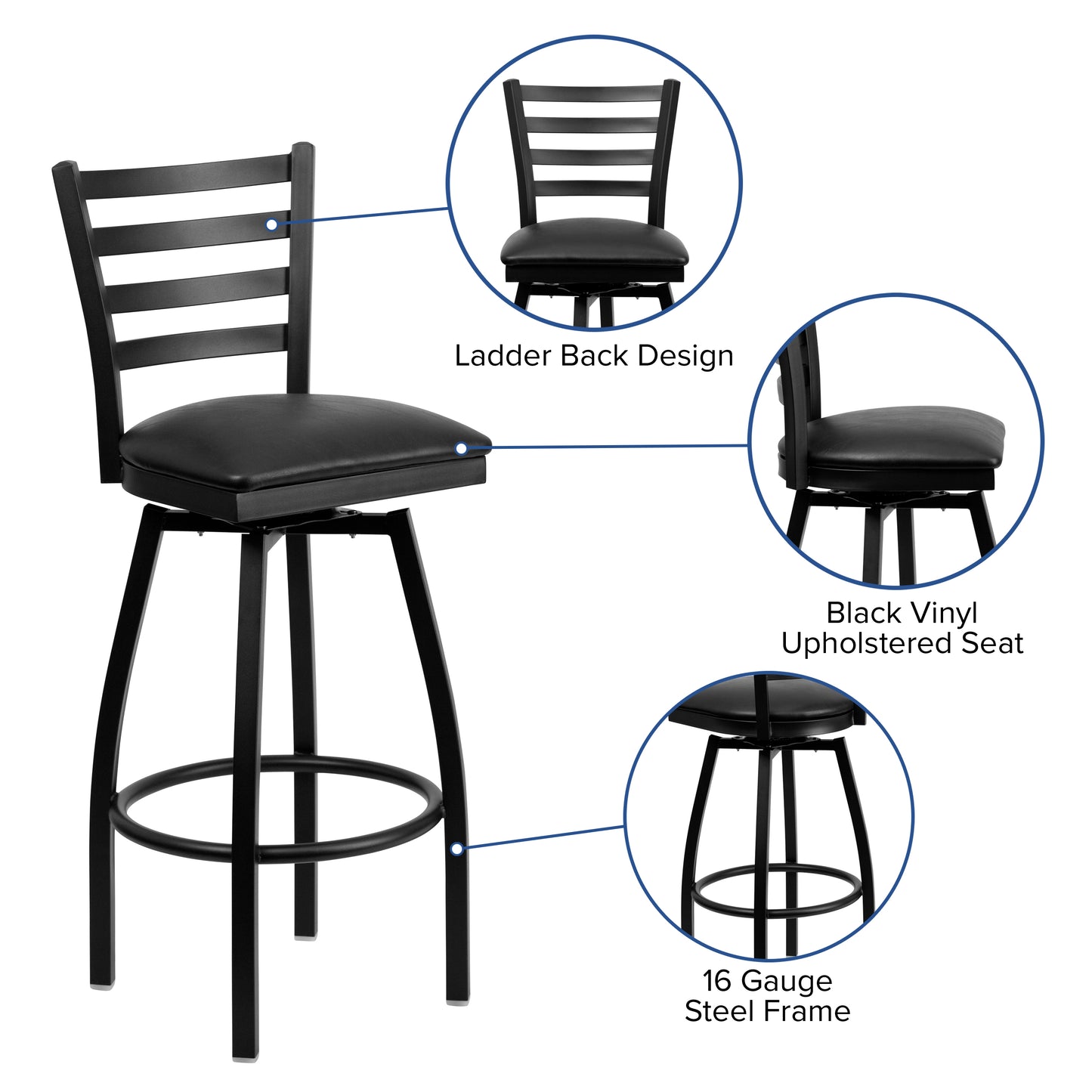 Black Ladder Stool-Black Seat XU-6F8B-LADSWVL-BLKV-GG