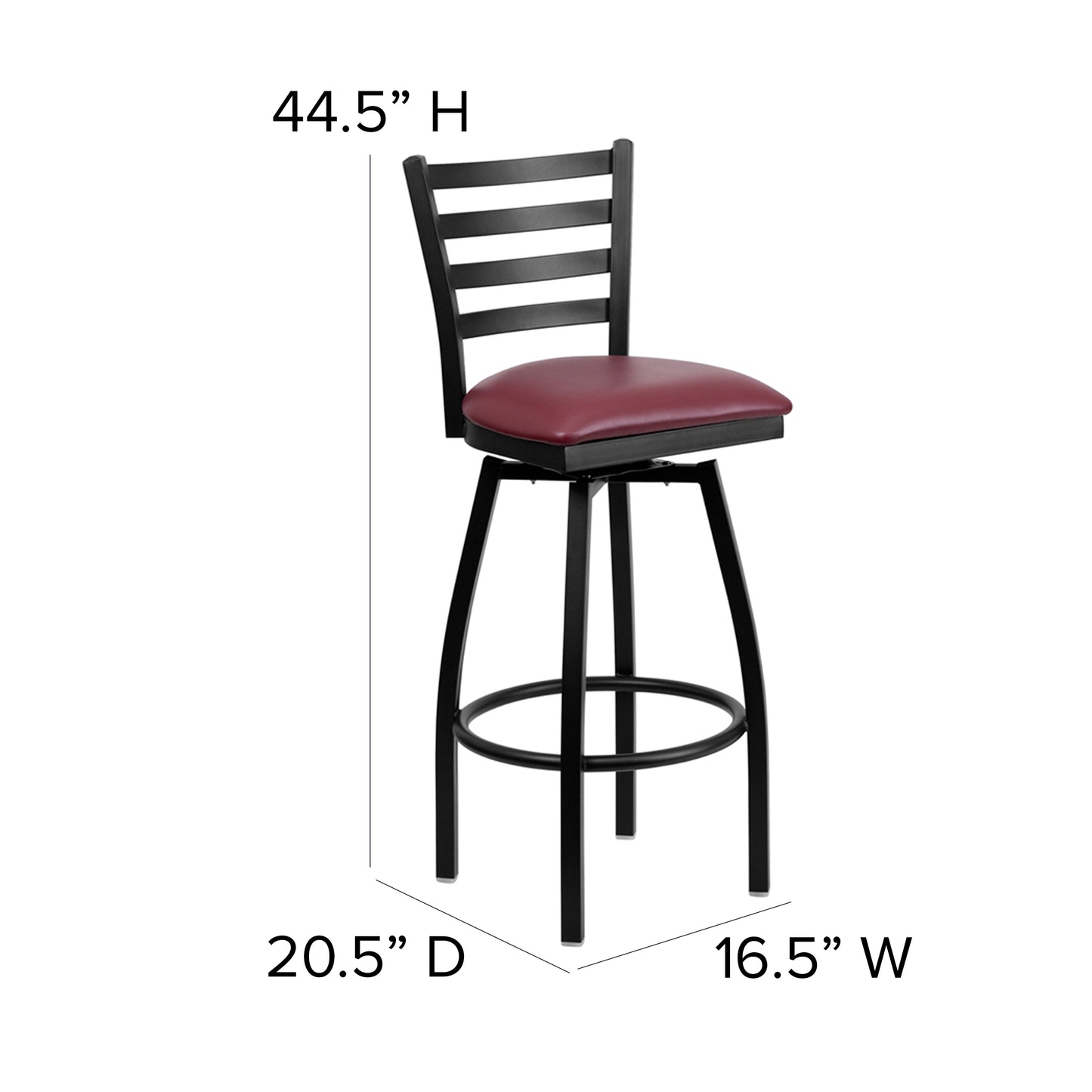 Black Ladder Stool-Burg Seat XU-6F8B-LADSWVL-BURV-GG