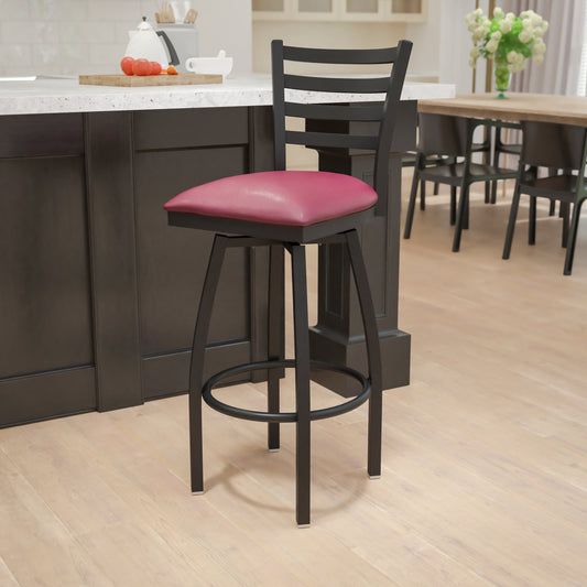 Black Ladder Stool-Burg Seat XU-6F8B-LADSWVL-BURV-GG