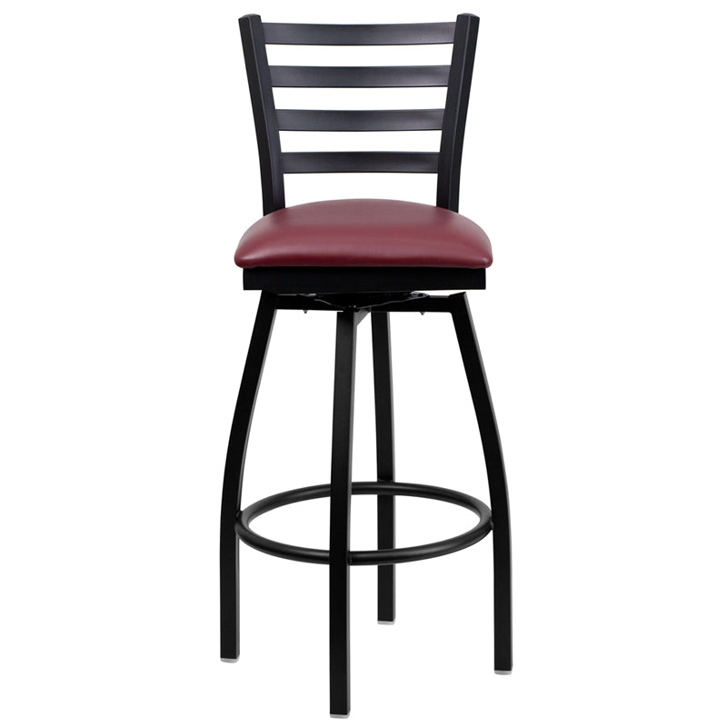 Black Ladder Stool-Burg Seat XU-6F8B-LADSWVL-BURV-GG