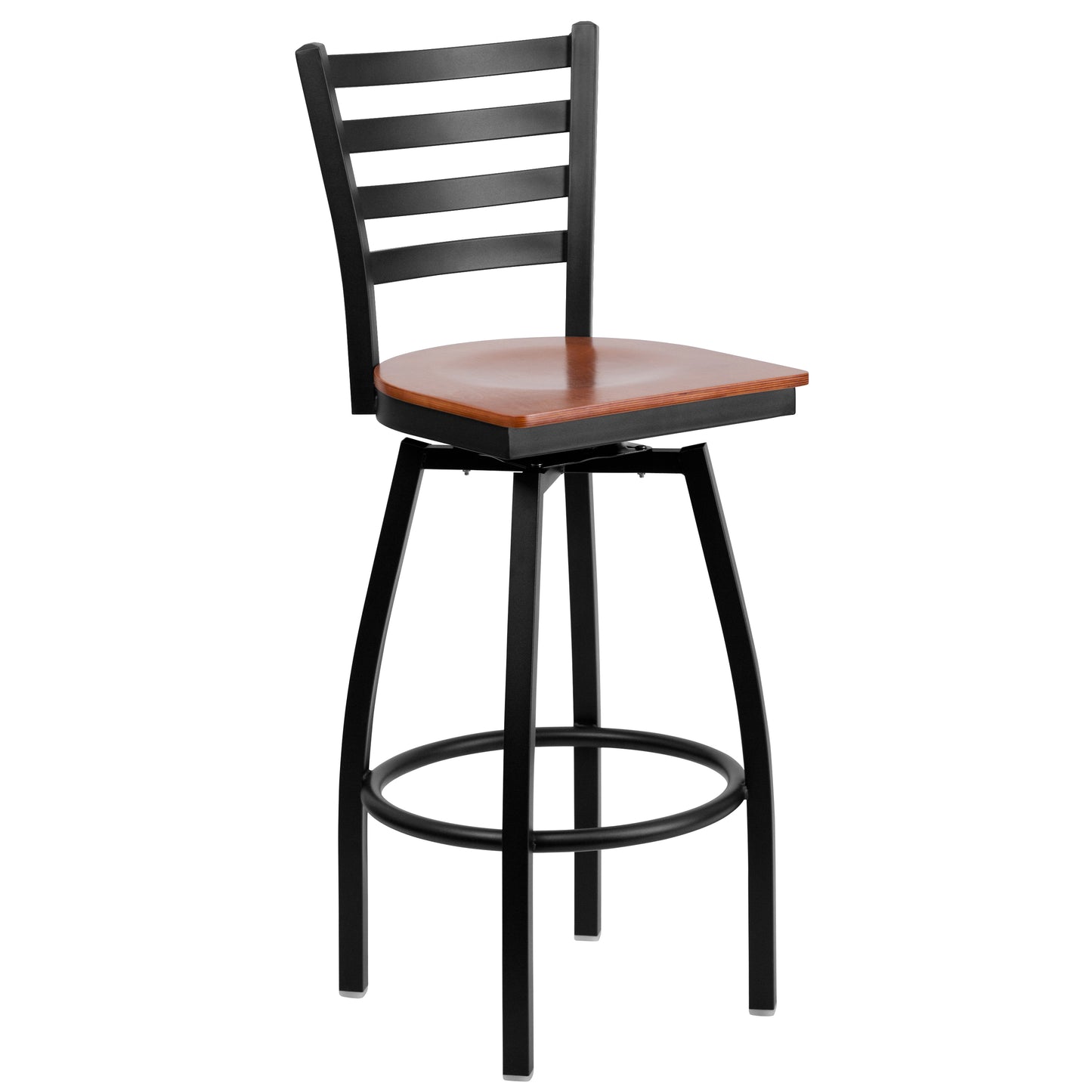 Black Ladder Stool-Cherry Seat XU-6F8B-LADSWVL-CHYW-GG