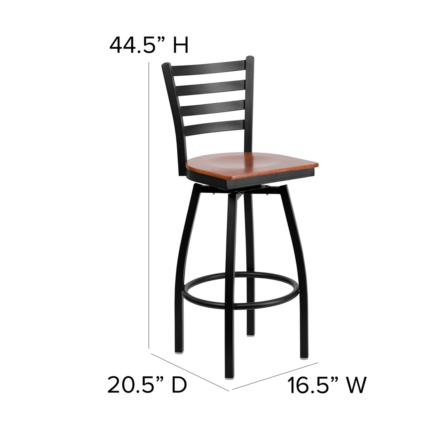 Black Ladder Stool-Cherry Seat XU-6F8B-LADSWVL-CHYW-GG