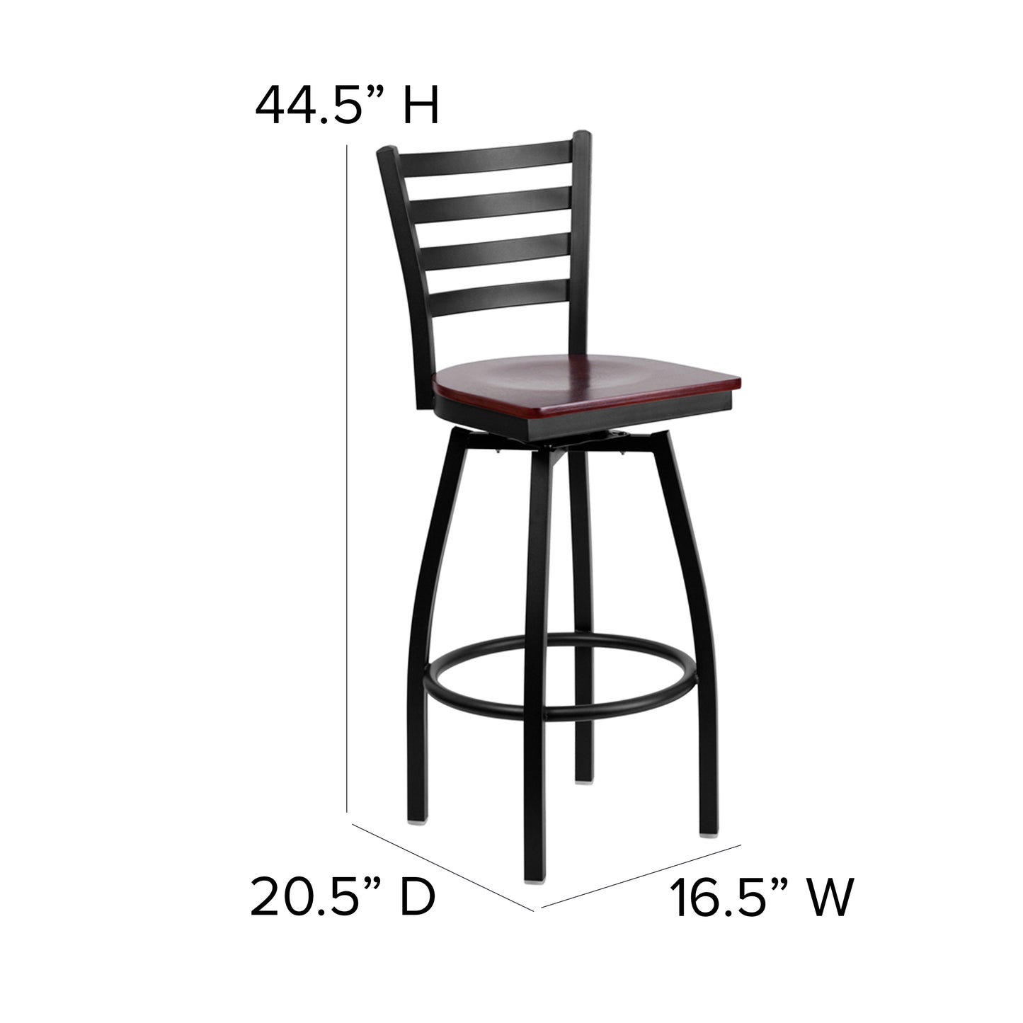 Black Ladder Stool-Mah Seat XU-6F8B-LADSWVL-MAHW-GG