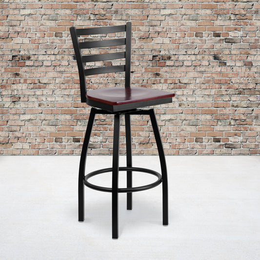 Black Ladder Stool-Mah Seat XU-6F8B-LADSWVL-MAHW-GG