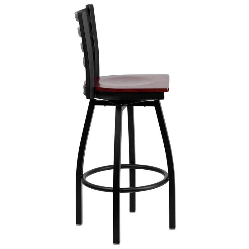 Black Ladder Stool-Mah Seat XU-6F8B-LADSWVL-MAHW-GG