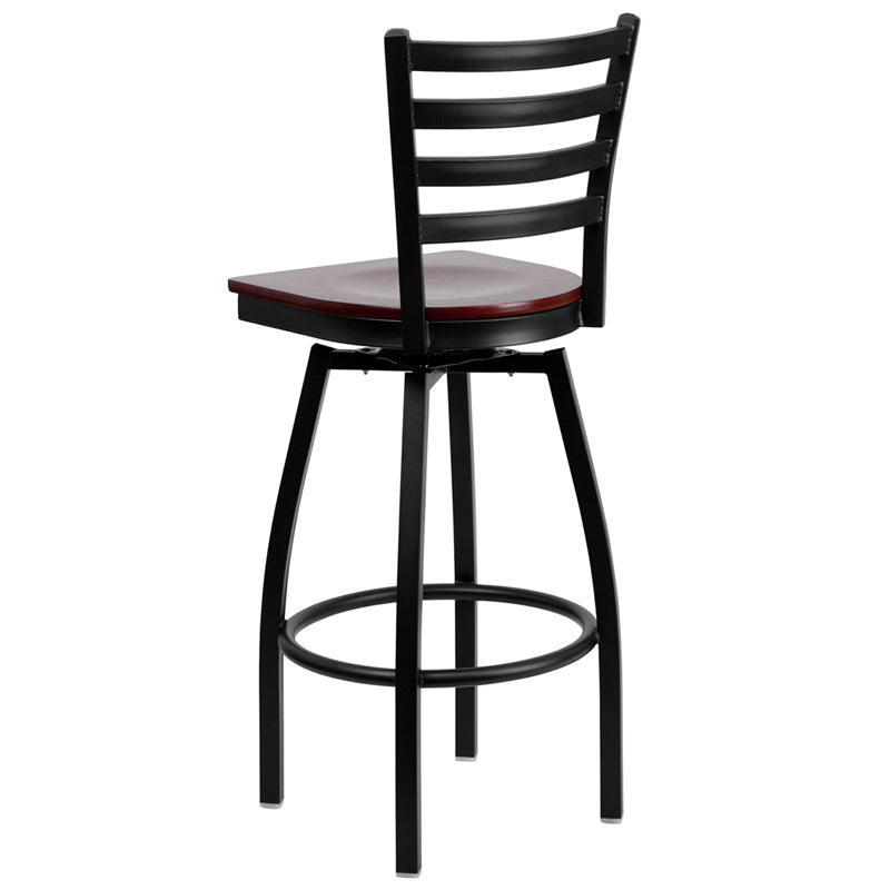 Black Ladder Stool-Mah Seat XU-6F8B-LADSWVL-MAHW-GG