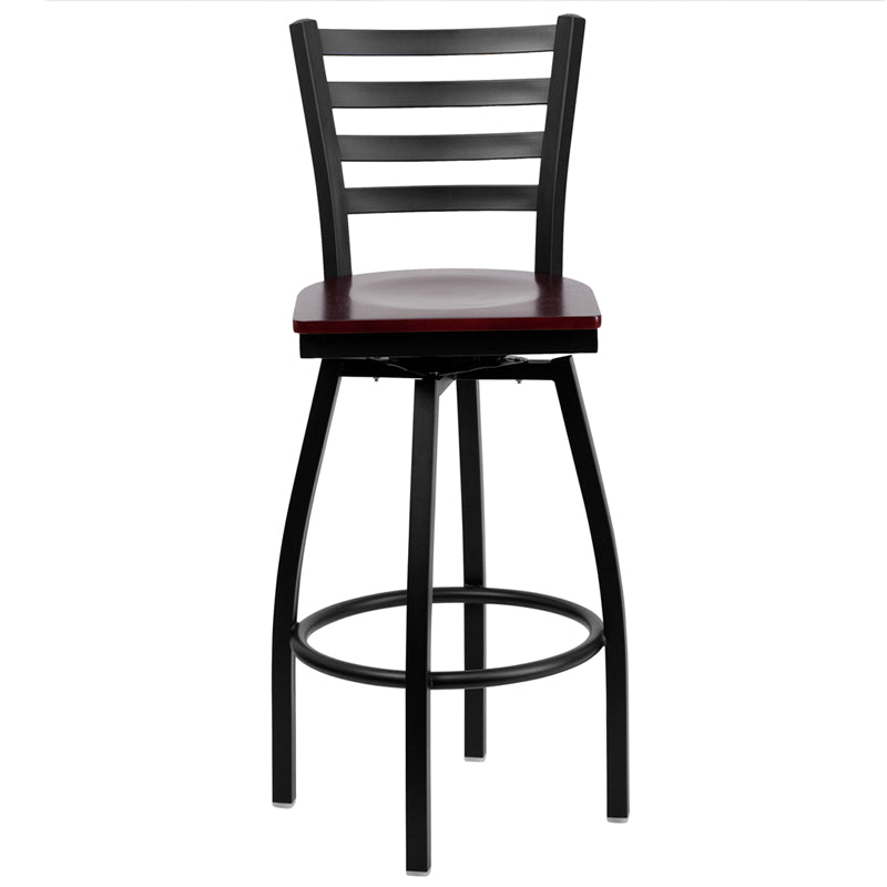 Black Ladder Stool-Mah Seat XU-6F8B-LADSWVL-MAHW-GG