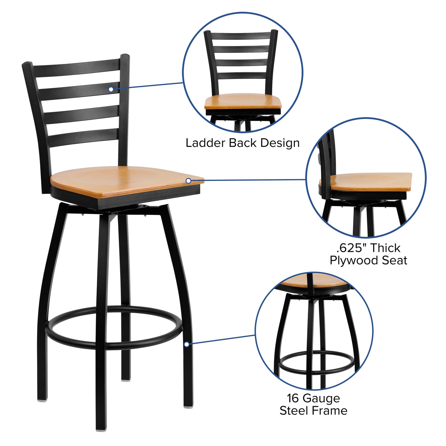 Black Ladder Stool-Nat Seat XU-6F8B-LADSWVL-NATW-GG