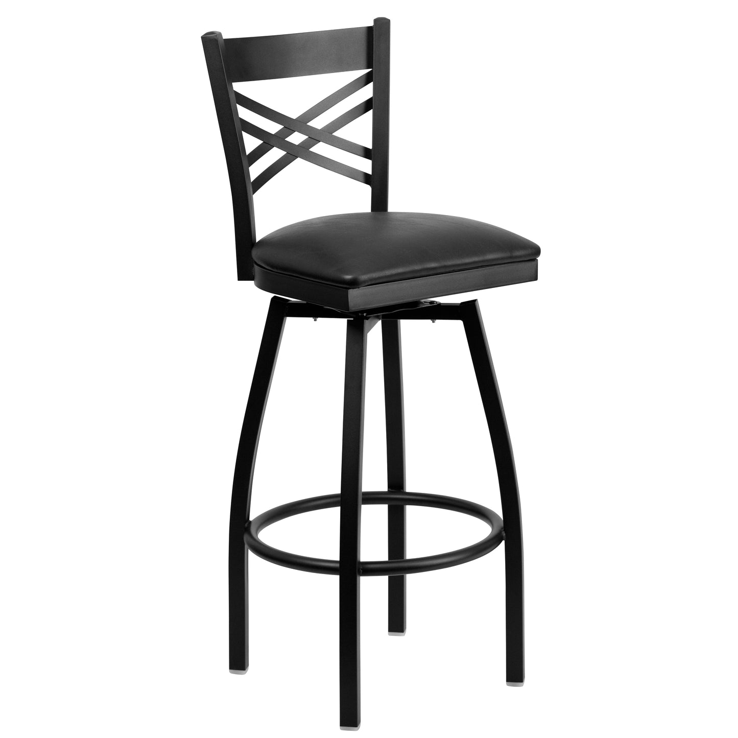 Black X Swivel Stool-Blk Seat XU-6F8B-XSWVL-BLKV-GG