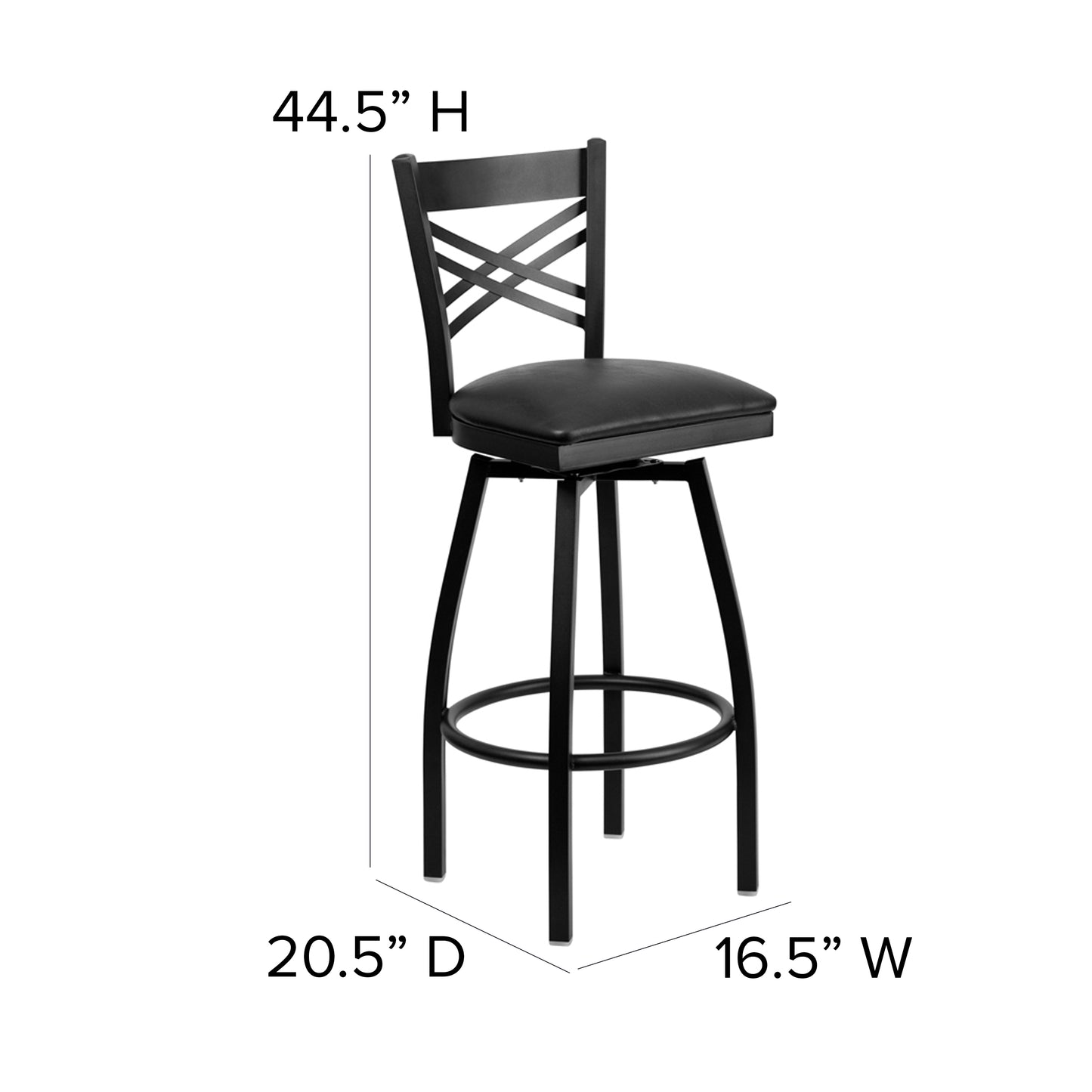 Black X Swivel Stool-Blk Seat XU-6F8B-XSWVL-BLKV-GG