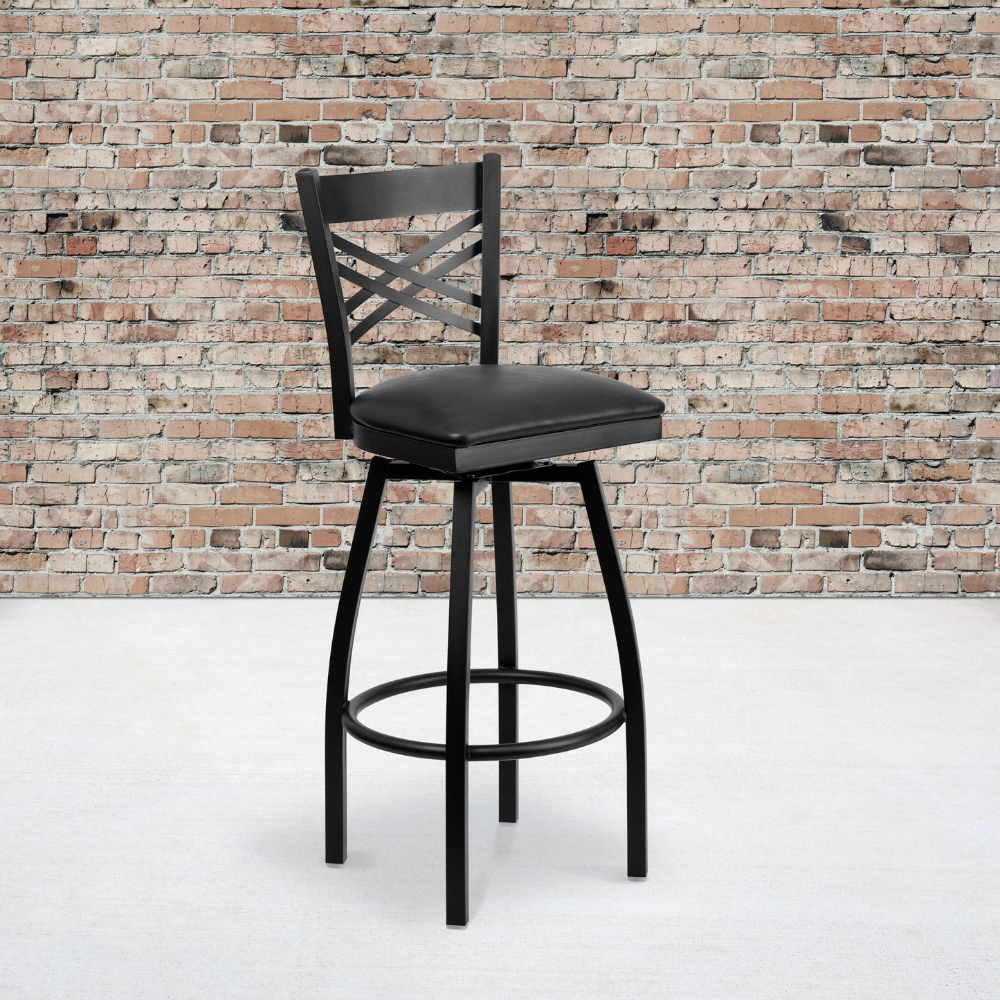 Black X Swivel Stool-Blk Seat XU-6F8B-XSWVL-BLKV-GG