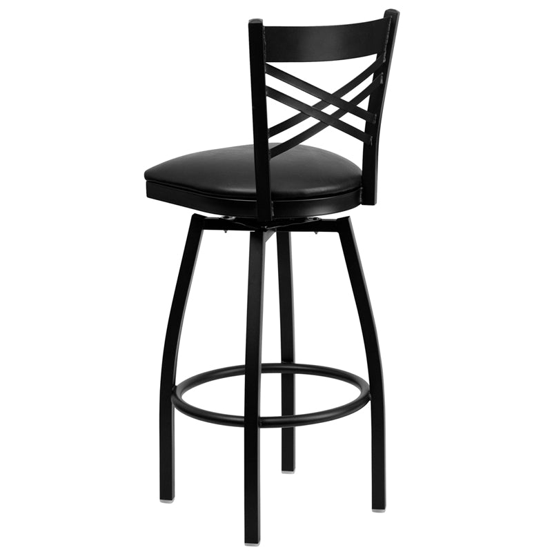 Black X Swivel Stool-Blk Seat XU-6F8B-XSWVL-BLKV-GG