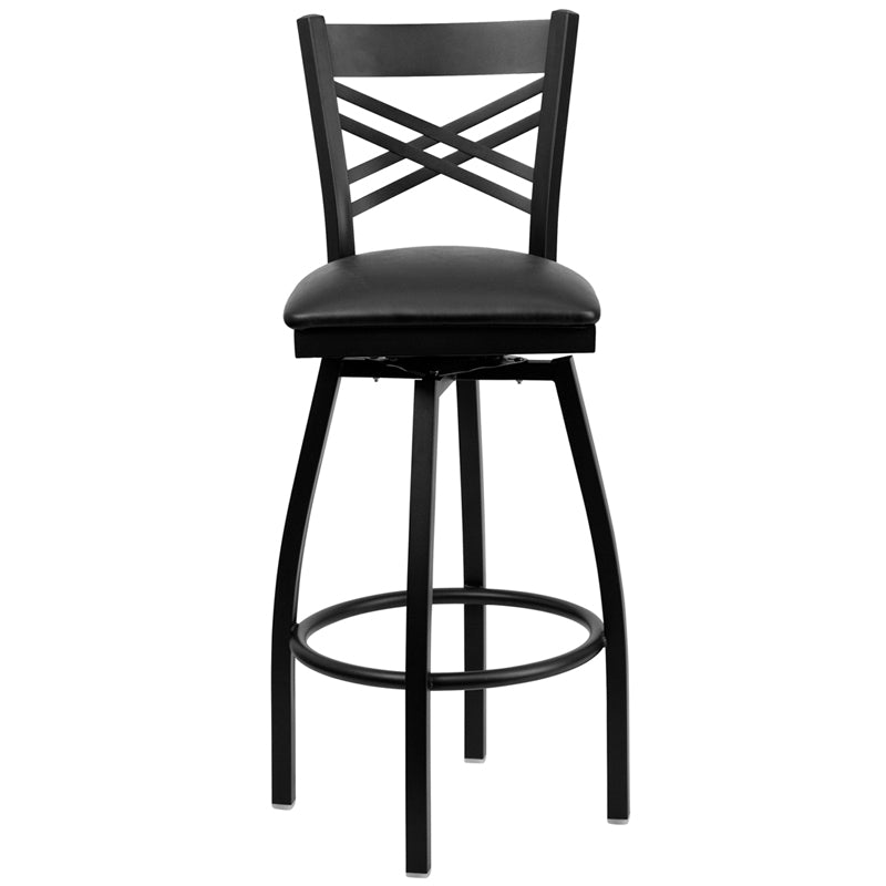 Black X Swivel Stool-Blk Seat XU-6F8B-XSWVL-BLKV-GG