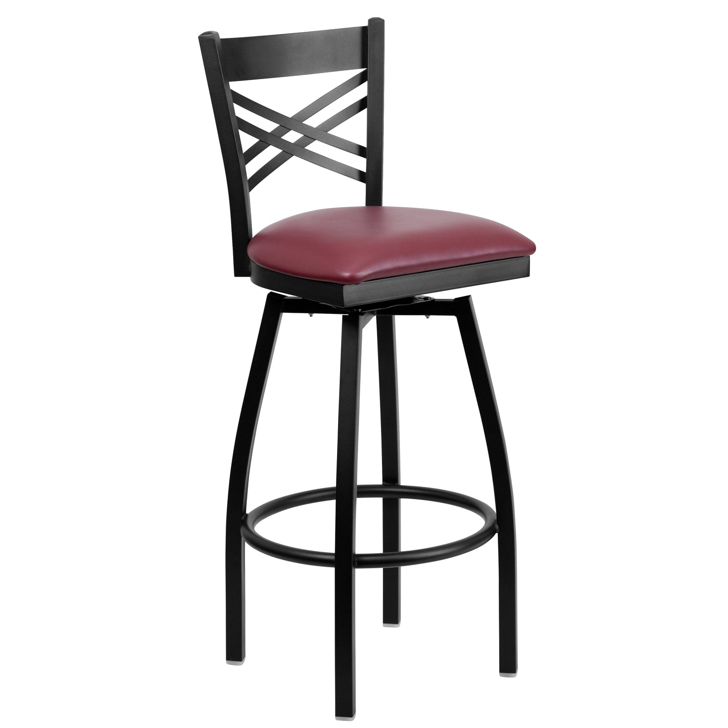 Black X Swivel Stool-Burg Seat XU-6F8B-XSWVL-BURV-GG