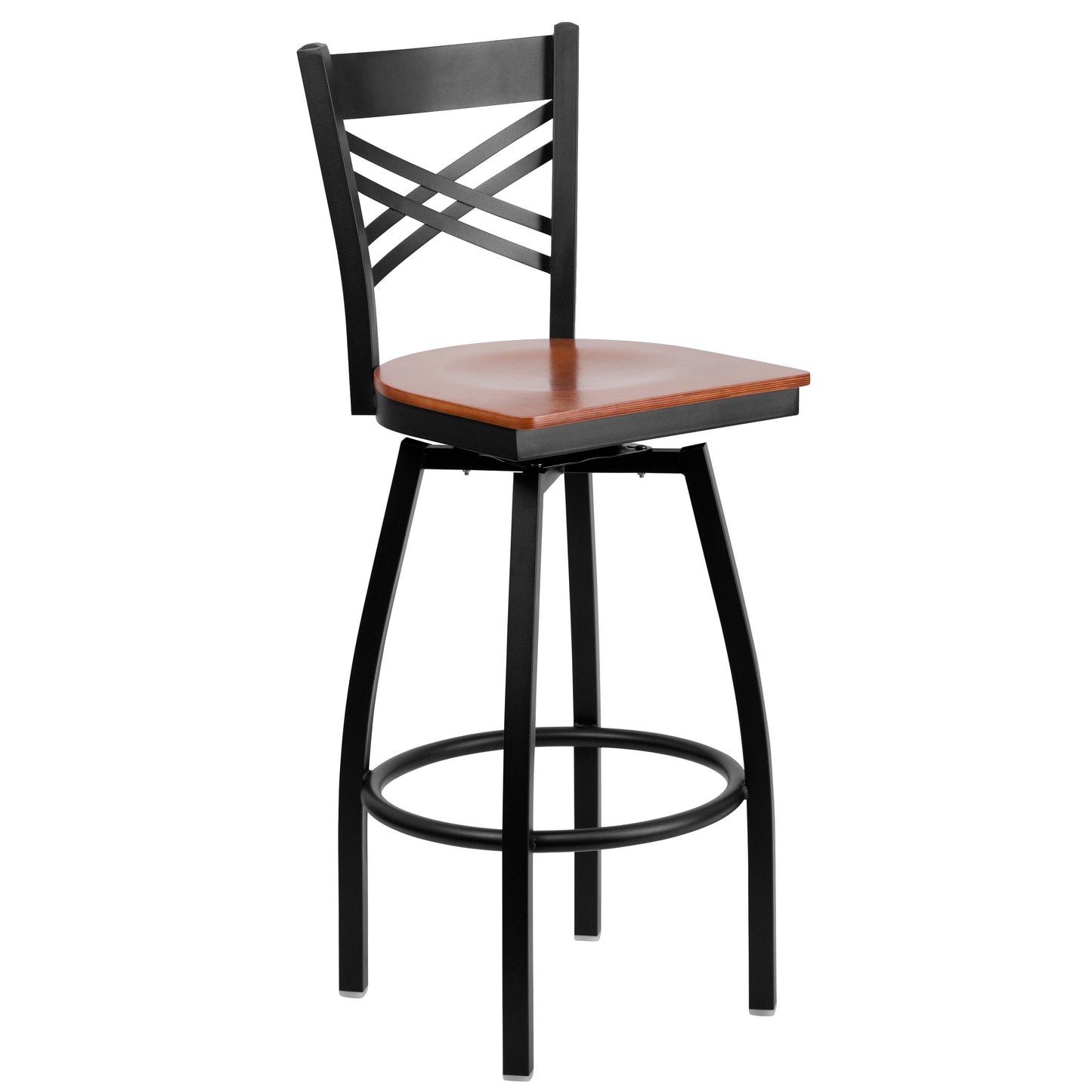 Black X Swivel Stool-Chy Seat XU-6F8B-XSWVL-CHYW-GG