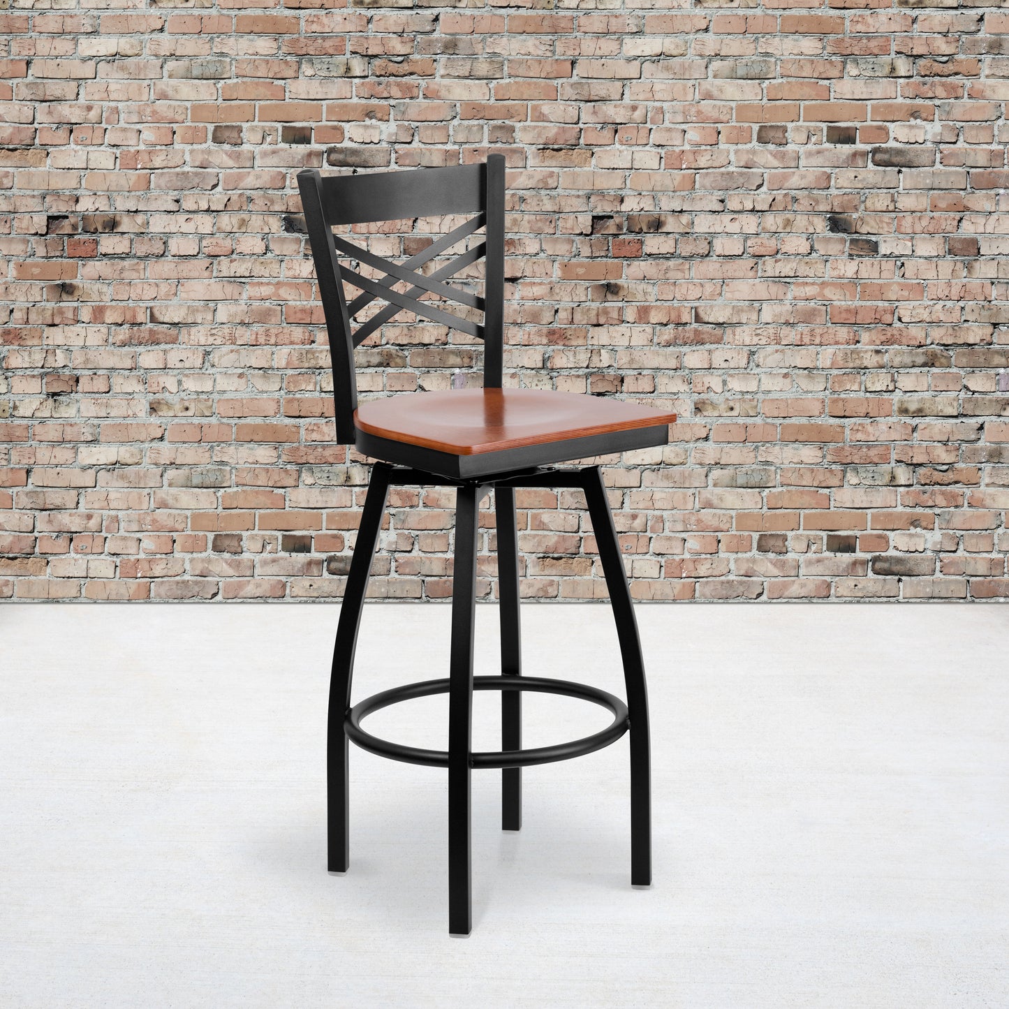 Black X Swivel Stool-Chy Seat XU-6F8B-XSWVL-CHYW-GG