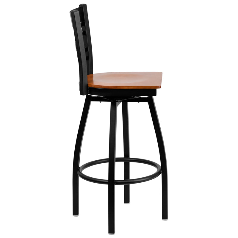 Black X Swivel Stool-Chy Seat XU-6F8B-XSWVL-CHYW-GG