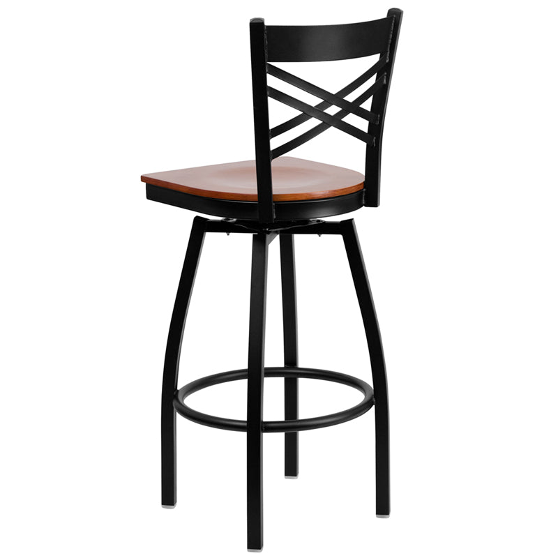 Black X Swivel Stool-Chy Seat XU-6F8B-XSWVL-CHYW-GG