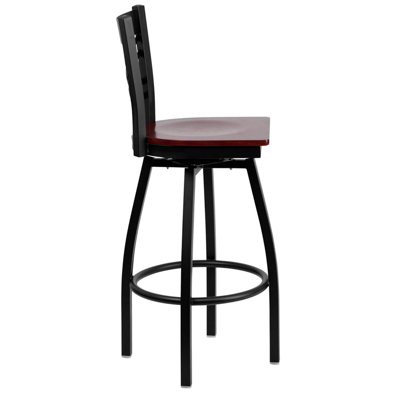 Black X Swivel Stool-Mah Seat XU-6F8B-XSWVL-MAHW-GG