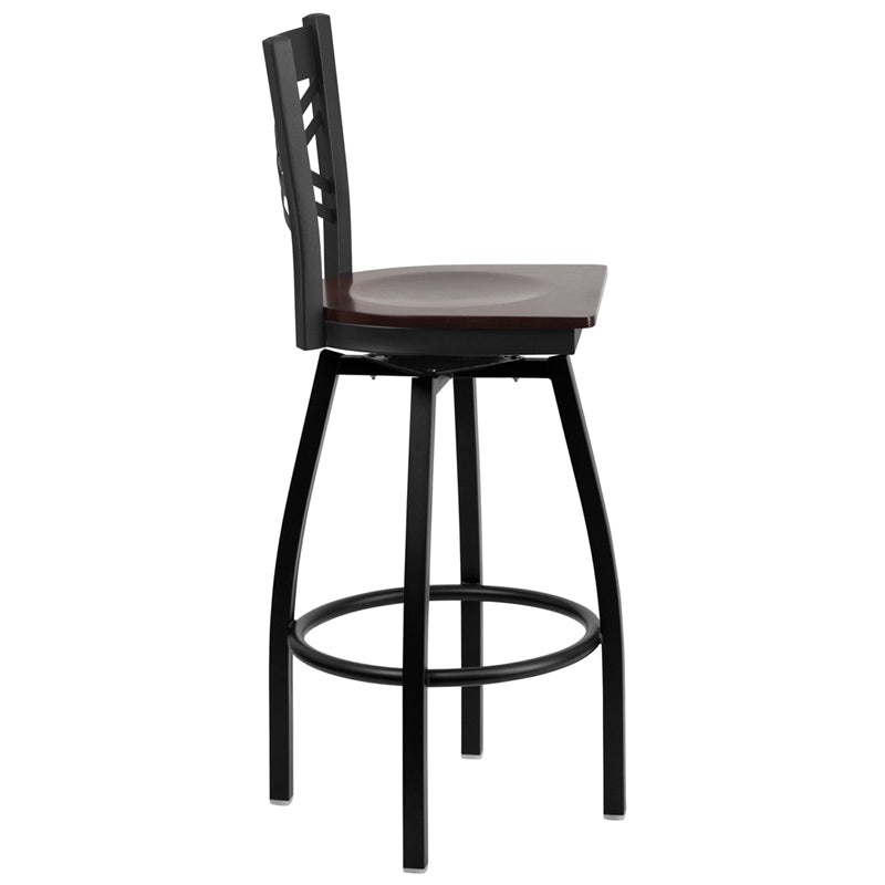 Black X Swivel Stool-Wal Seat XU-6F8B-XSWVL-WALW-GG