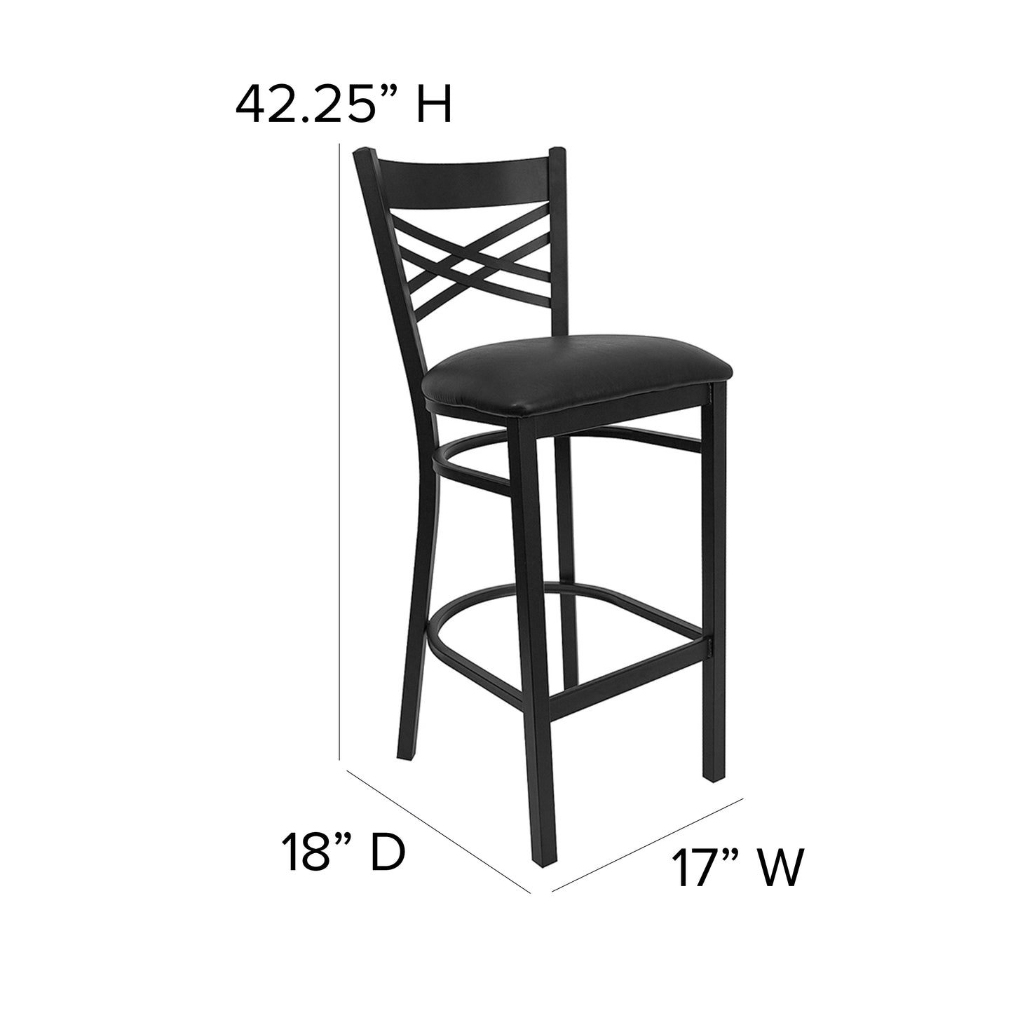 Black X Stool-Black Seat XU-6F8BXBK-BAR-BLKV-GG