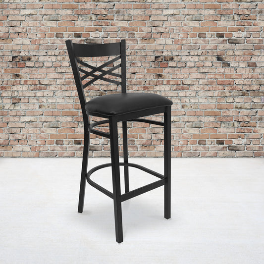 Black X Stool-Black Seat XU-6F8BXBK-BAR-BLKV-GG