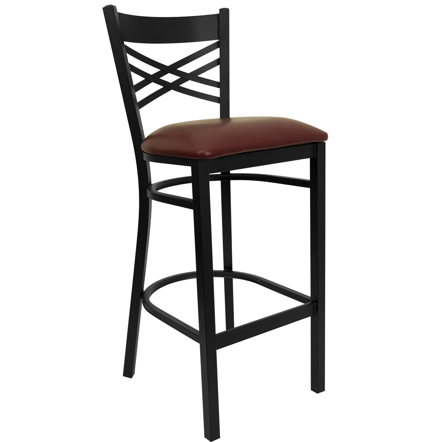 Black X Stool-Burg Seat XU-6F8BXBK-BAR-BURV-GG