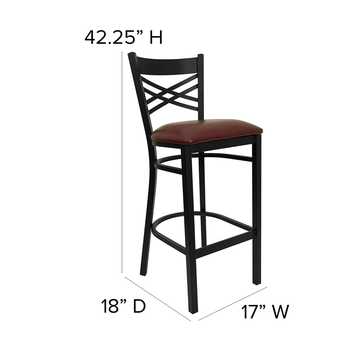 Black X Stool-Burg Seat XU-6F8BXBK-BAR-BURV-GG