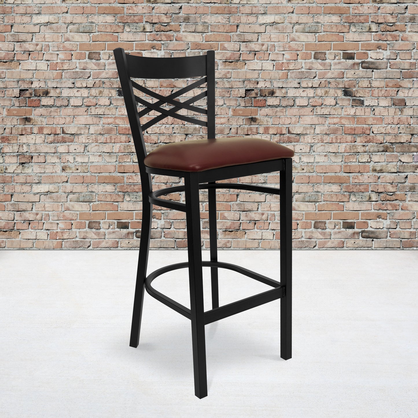 Black X Stool-Burg Seat XU-6F8BXBK-BAR-BURV-GG